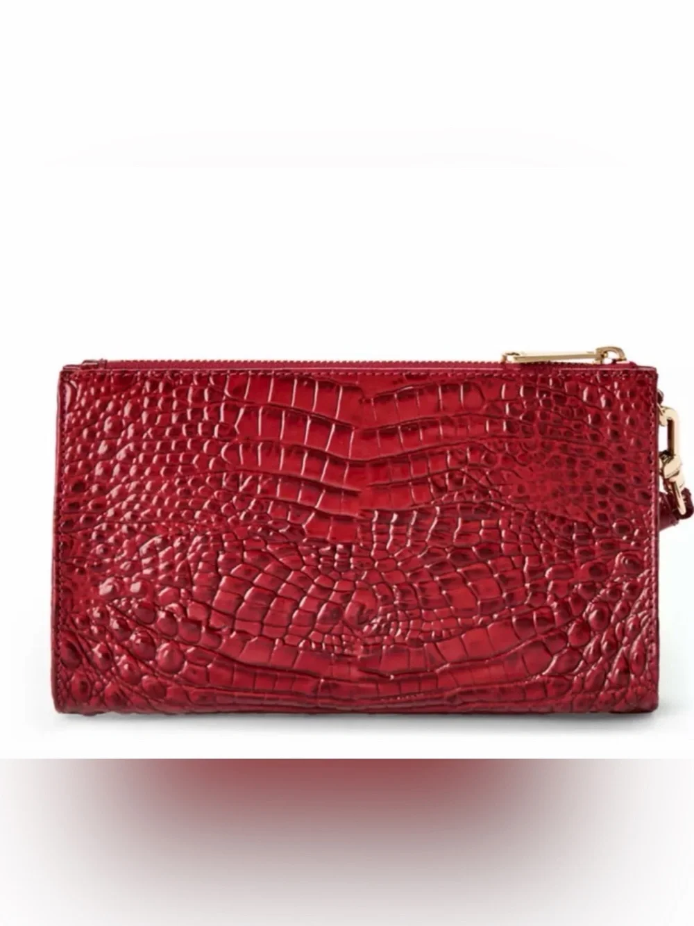 Brahmin Daisy Volcanic Red Croc-Embossed Leather Wristlet